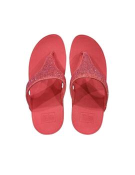 Sandalia Fitflop Lulu Crystal Embellished Toe-Post Coral