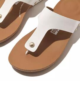 Sandalia Fitflop Iqushion Leather Toe-Post Blanco