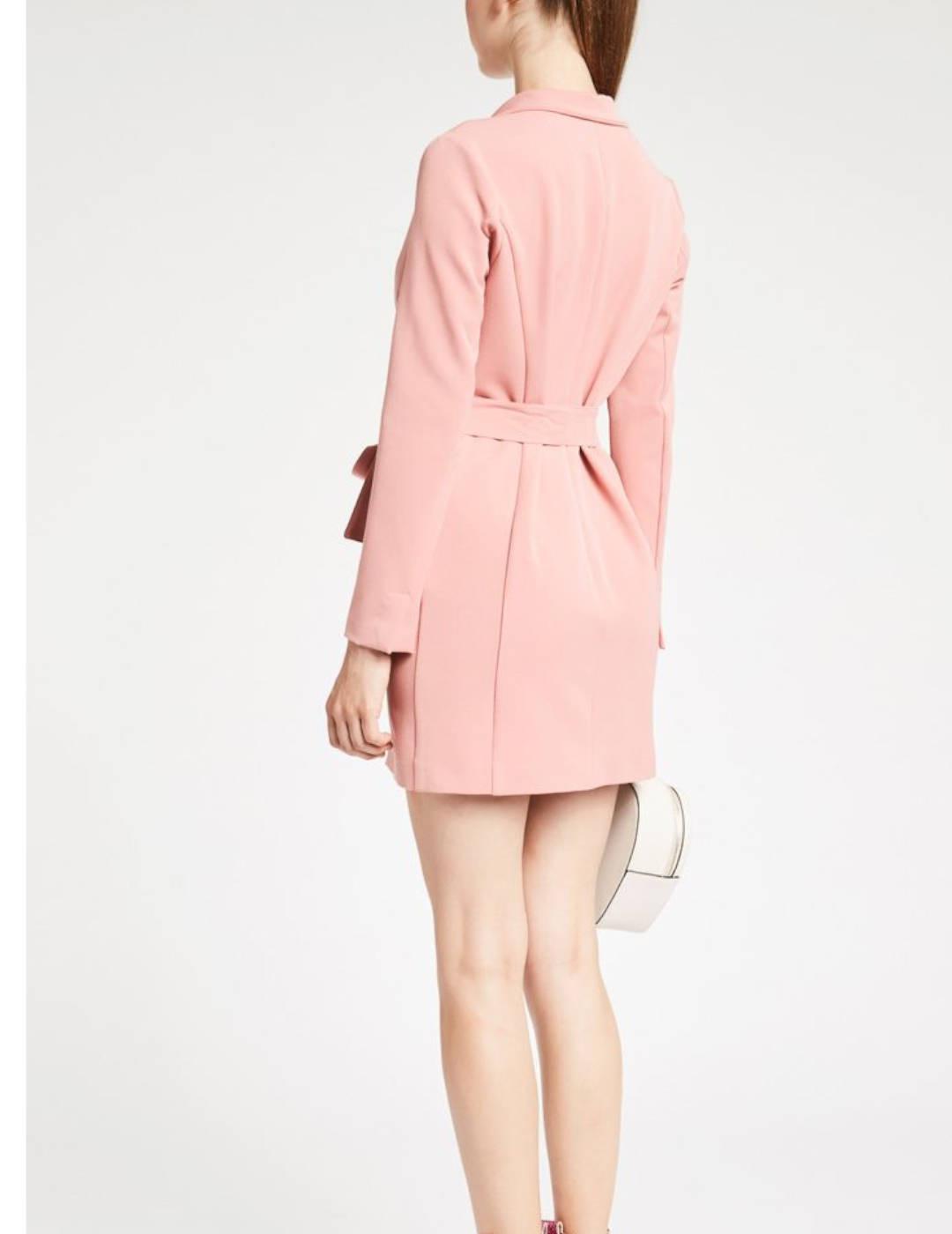 Vestido Blazer Denny Rose Con Cinturón Rosa