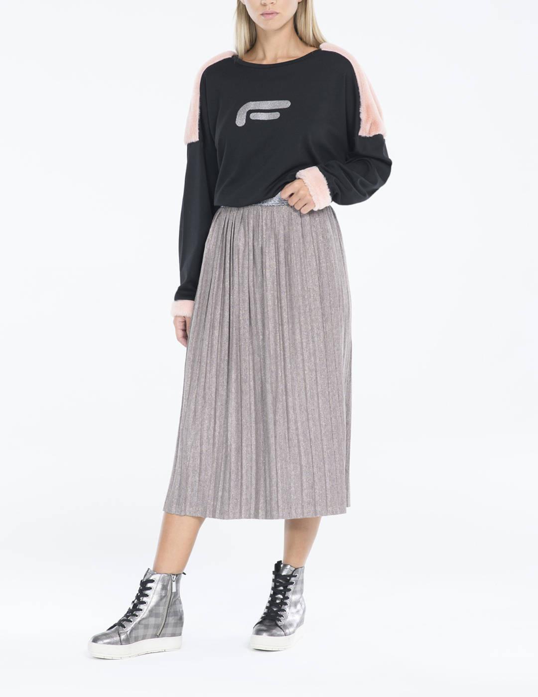 FALDA FORNARINA  PLISADA CON BRILLO