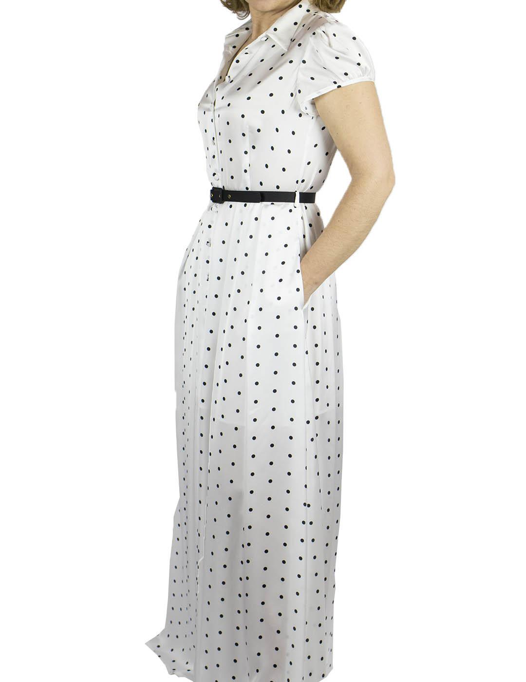 Vestido Largo Chokolat Camisero Estampado Topos