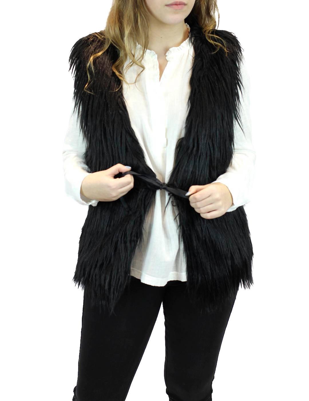 Chaleco Naf Naf Pelo Sintético Negro