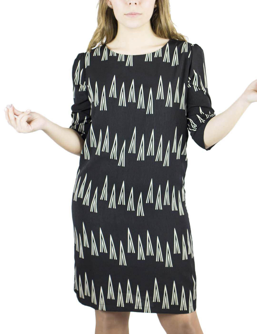 Vestido Anonyme Designers Estampado Geométrico Negro