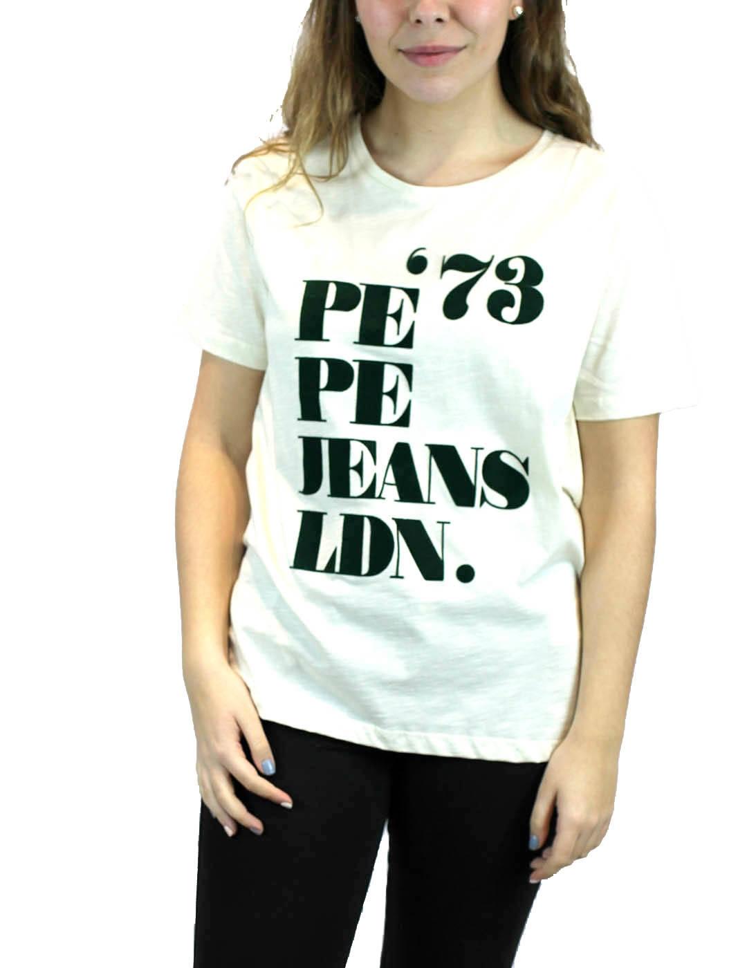 Camiseta Pepe Jeans Logo Terciopelo Beige