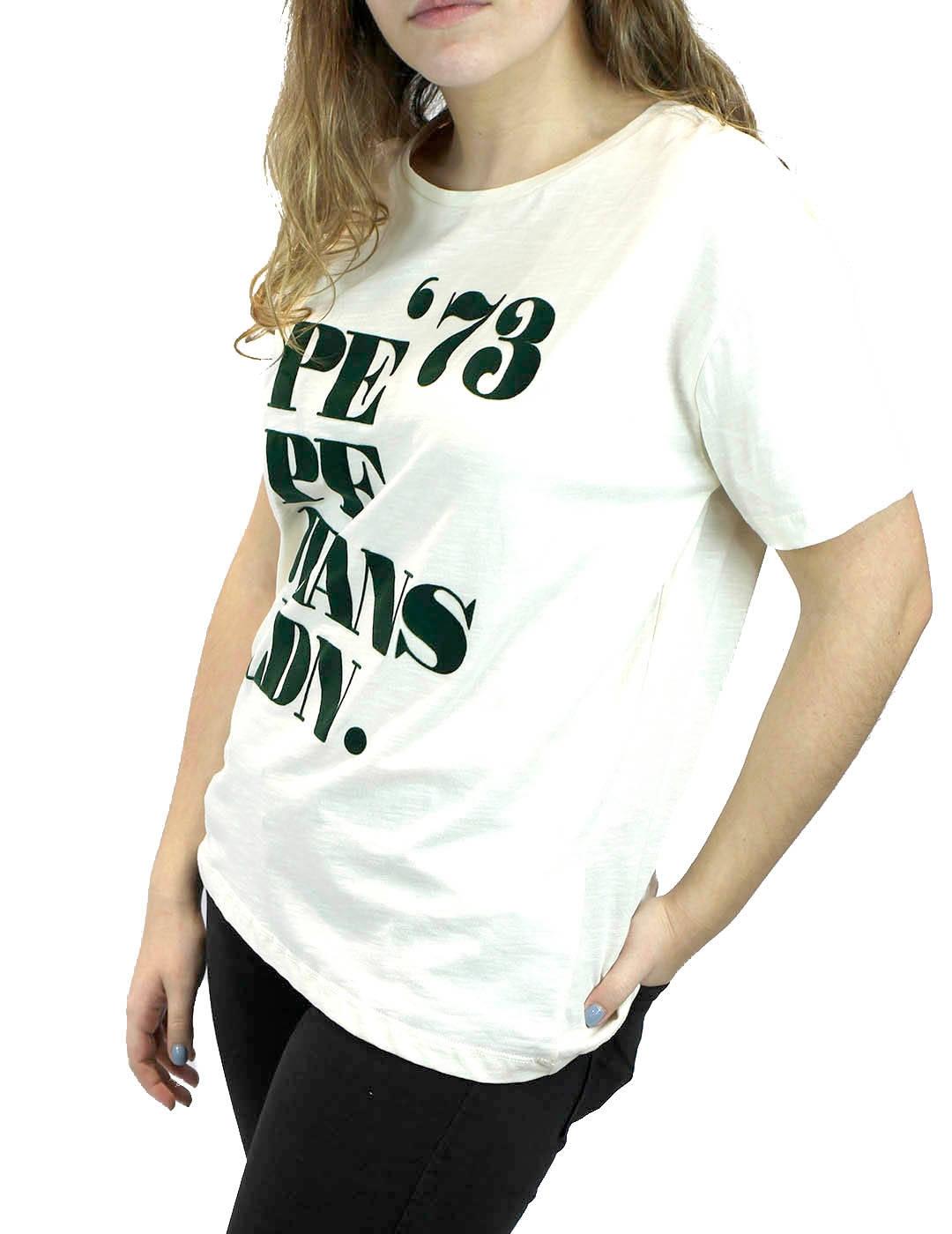 Camiseta Pepe Jeans Logo Terciopelo Beige