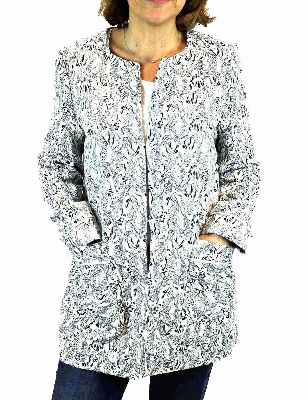 Abrigo Naf Naf Brocado Marino