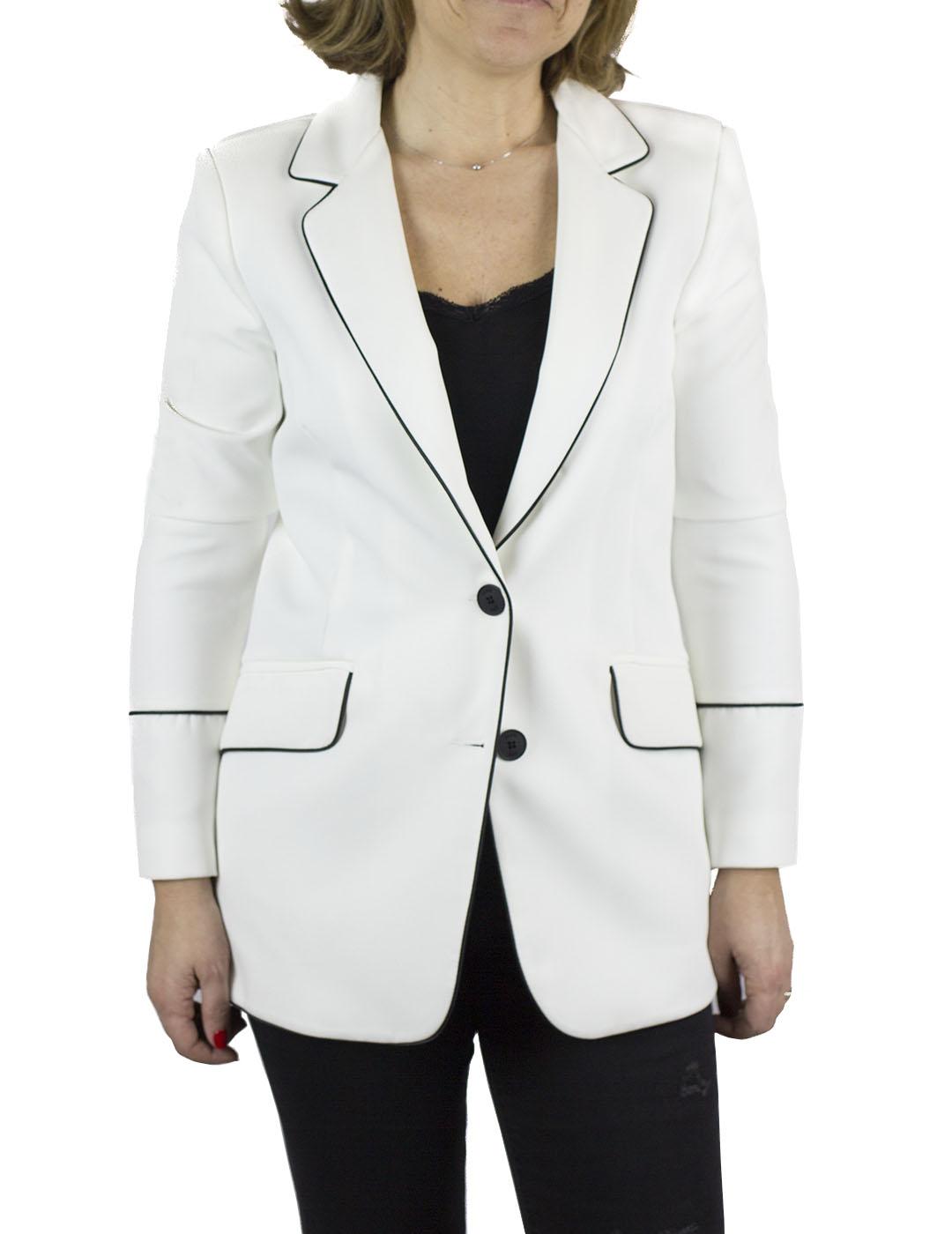 Blazer Denny Rose Cuello Solapa Blanco