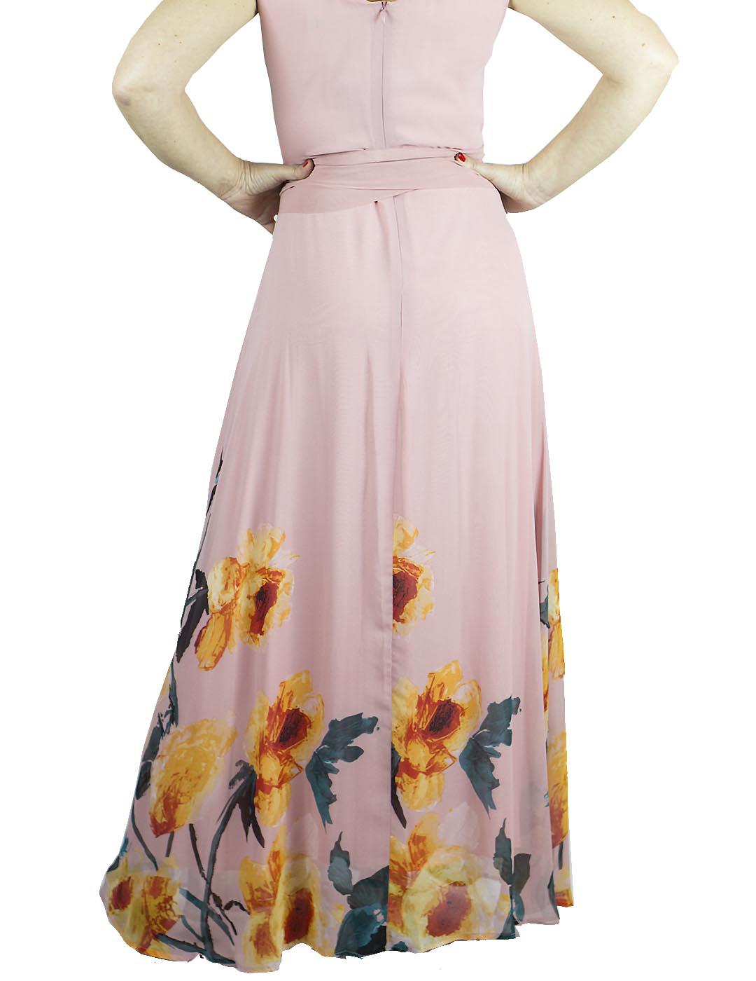 Vestido Anonyme Designers Largo Con Cinturón Rosa