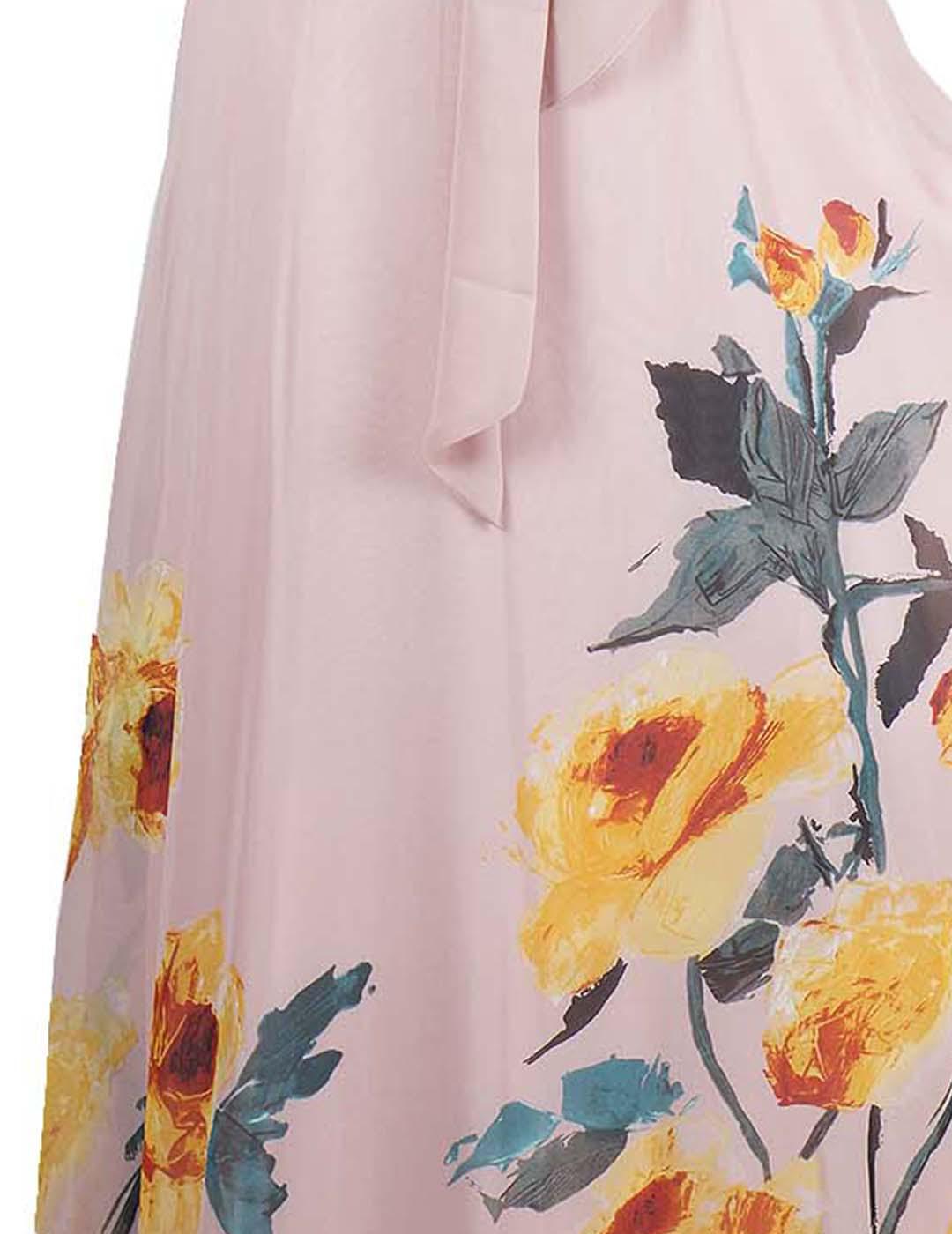 Vestido Anonyme Designers Largo Con Cinturón Rosa