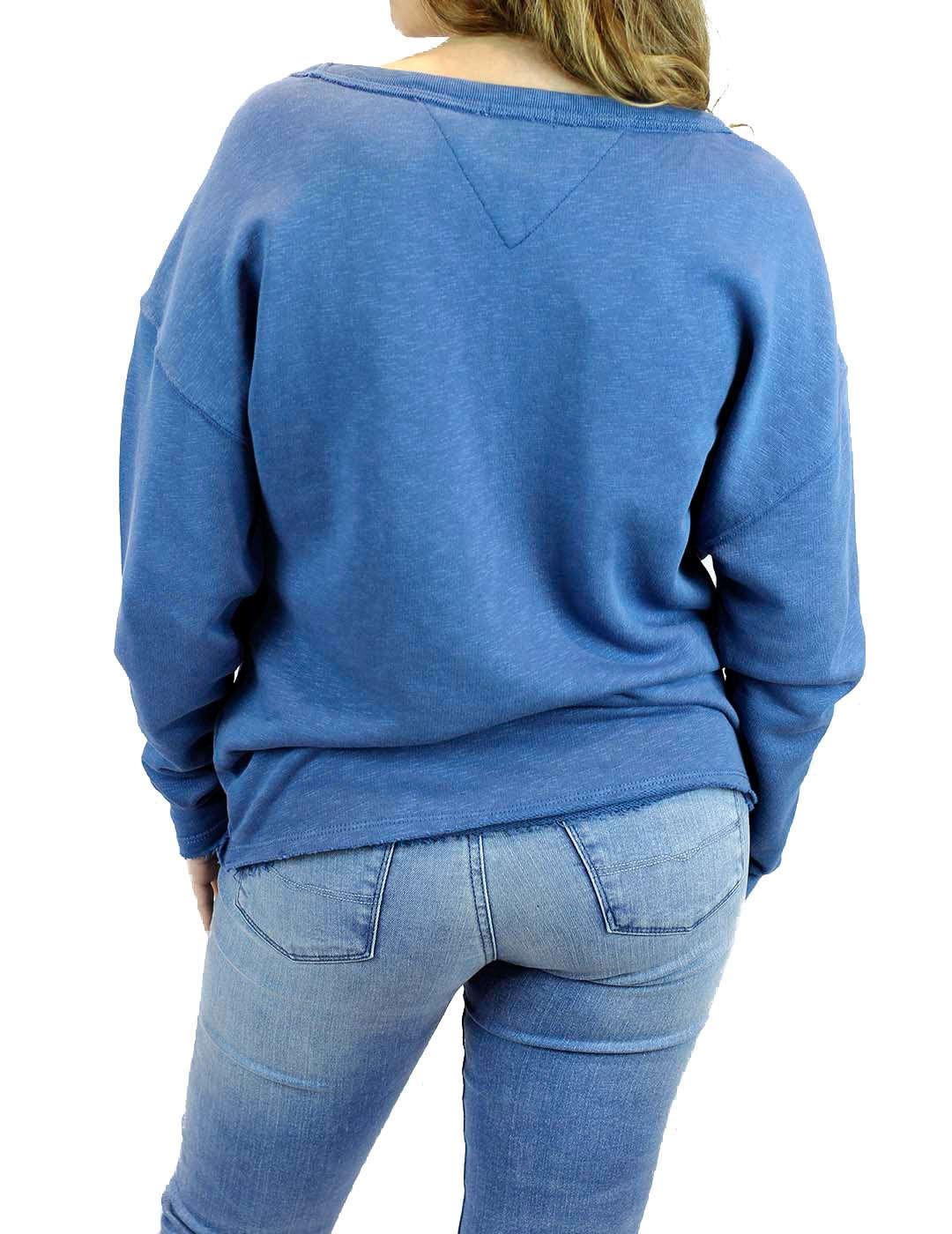 Sudadera Tommy Jeans Cuello Barco Con Logo Azulón