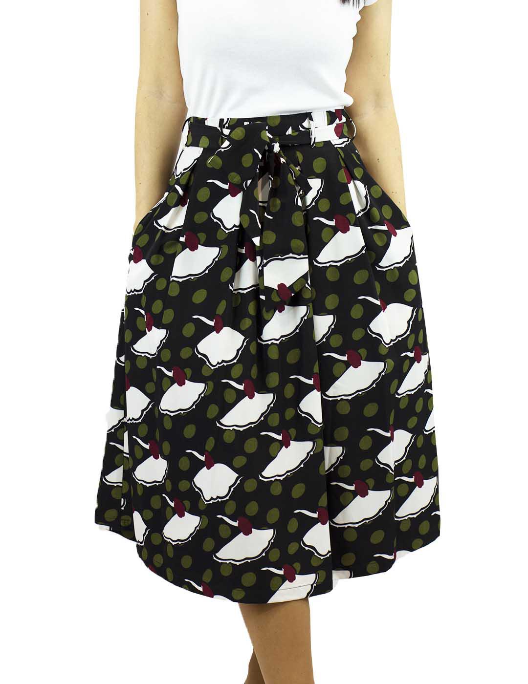 FALDA ANONYME DESIGNERS  ESTAMPADO MUÑECAS CON CINTURON