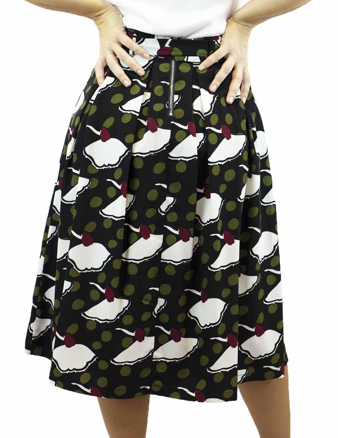 FALDA ANONYME DESIGNERS  ESTAMPADO MUÑECAS CON CINTURON