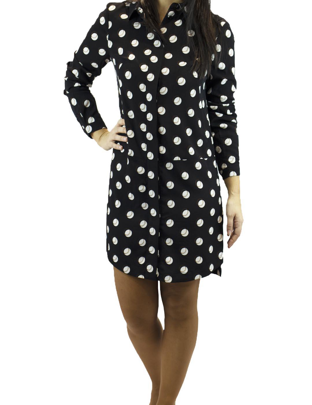 Vestido Anonyme Designers Camisero Topos Negro