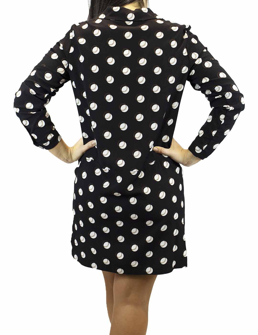 Vestido Anonyme Designers Camisero Topos Negro