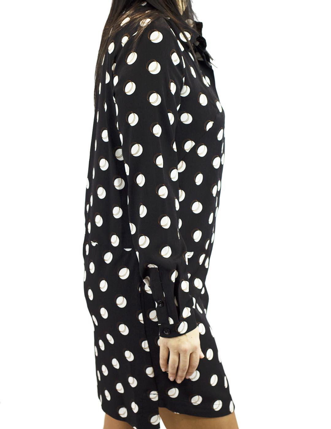 Vestido Anonyme Designers Camisero Topos Negro