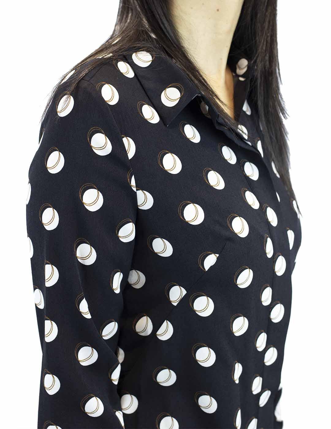 Vestido Anonyme Designers Camisero Topos Negro