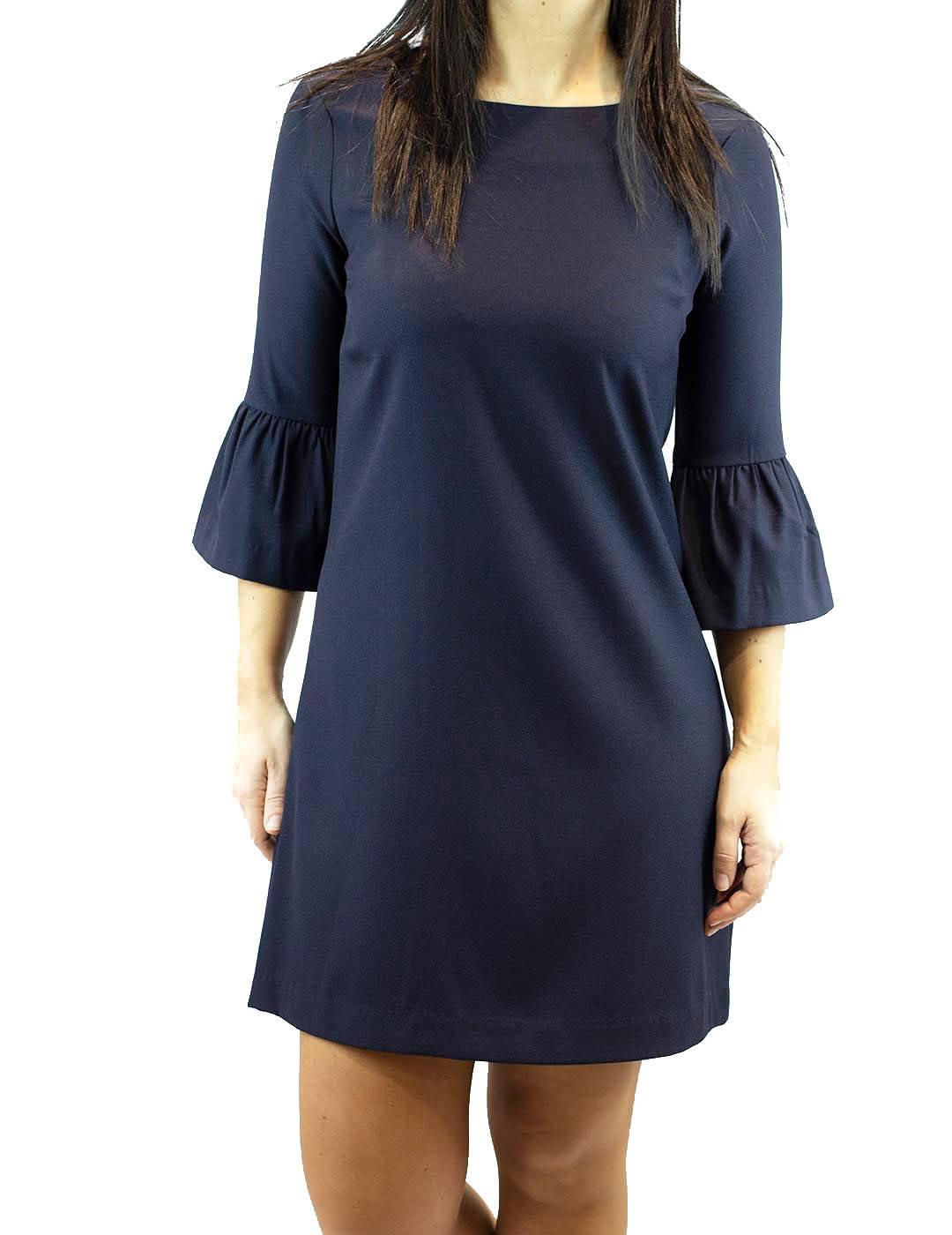 Vestido Anonyme Designers Mangas Con Volantes Marino