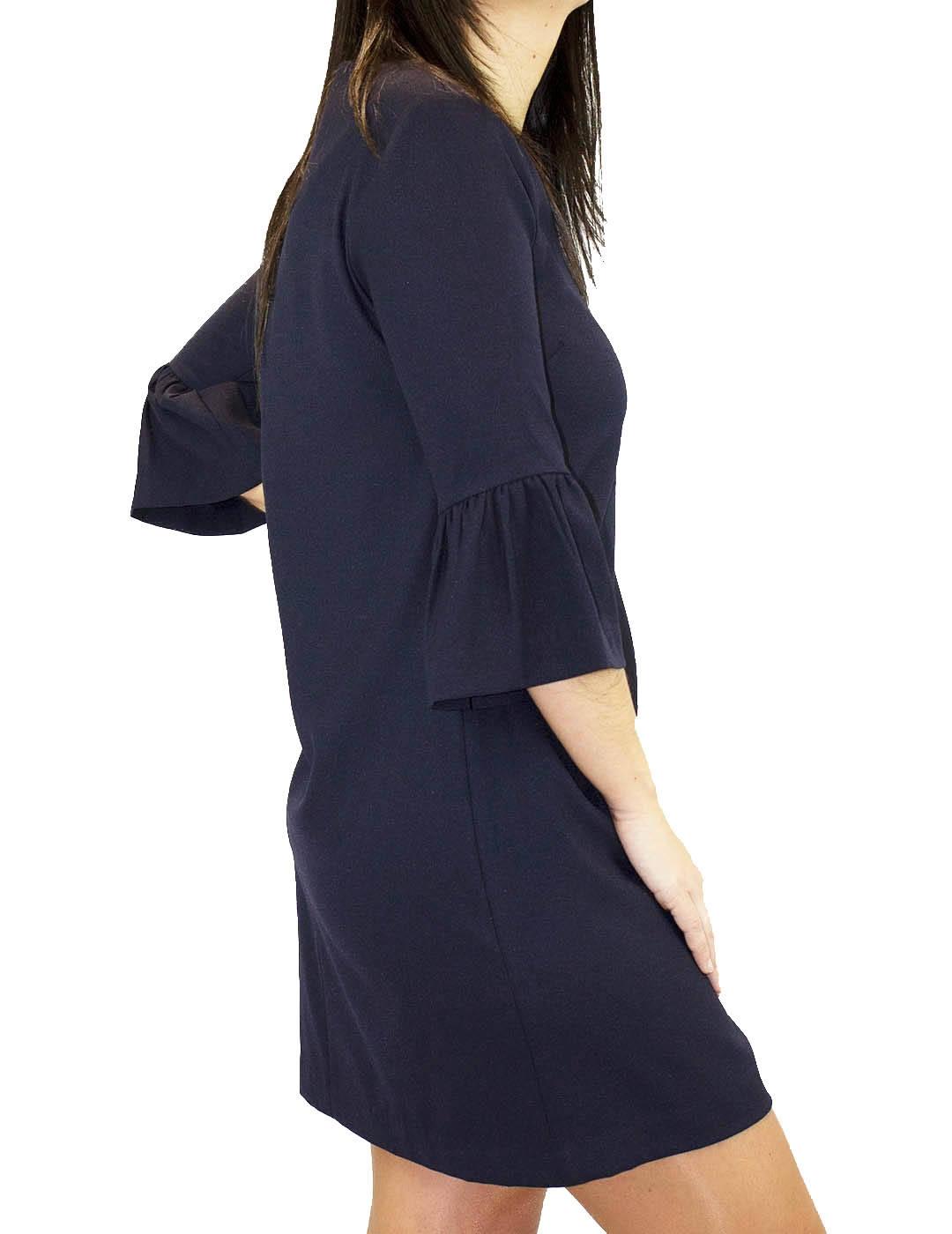 Vestido Anonyme Designers Mangas Con Volantes Marino