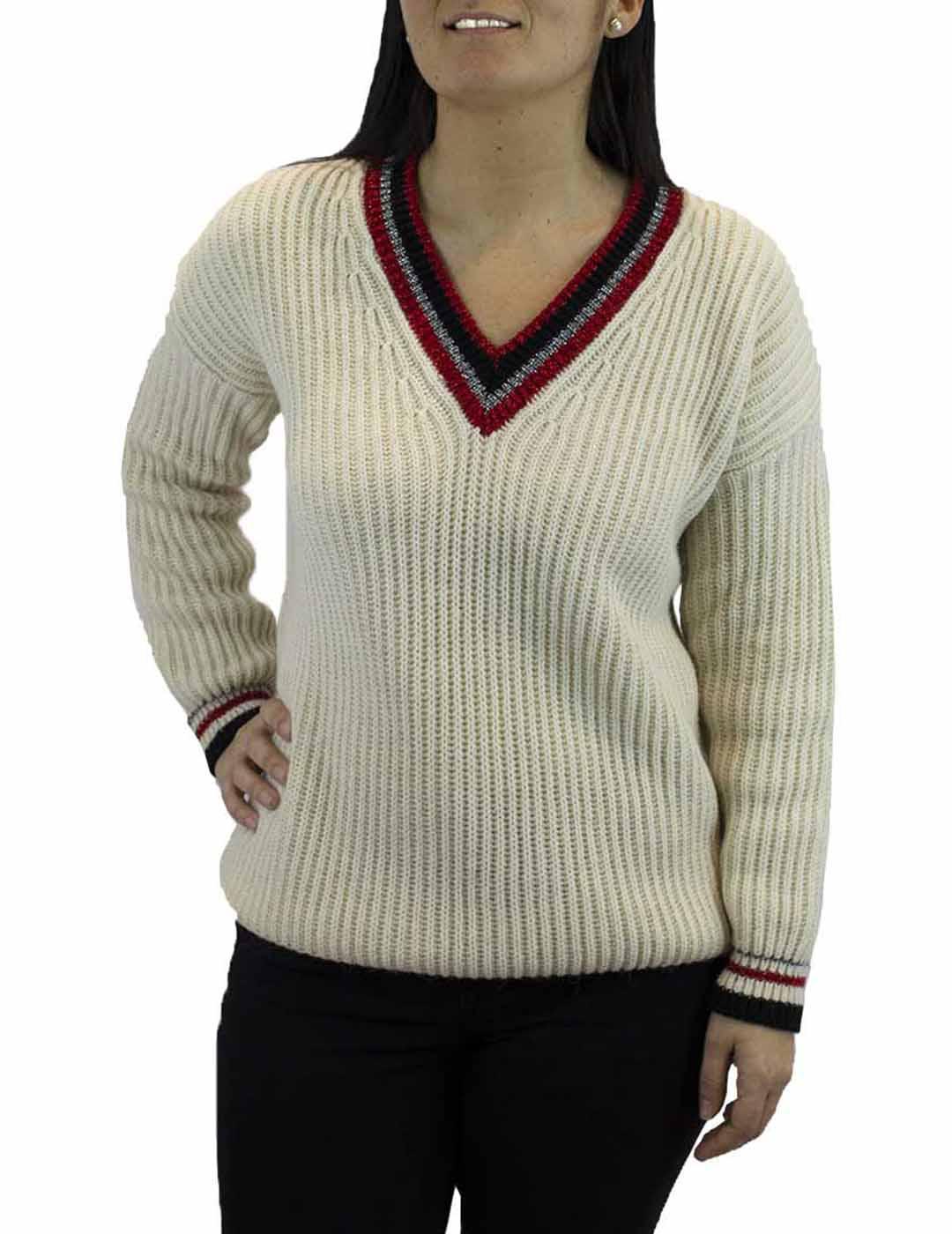 Jersey Kaos Combinado Cuello Pico Beige