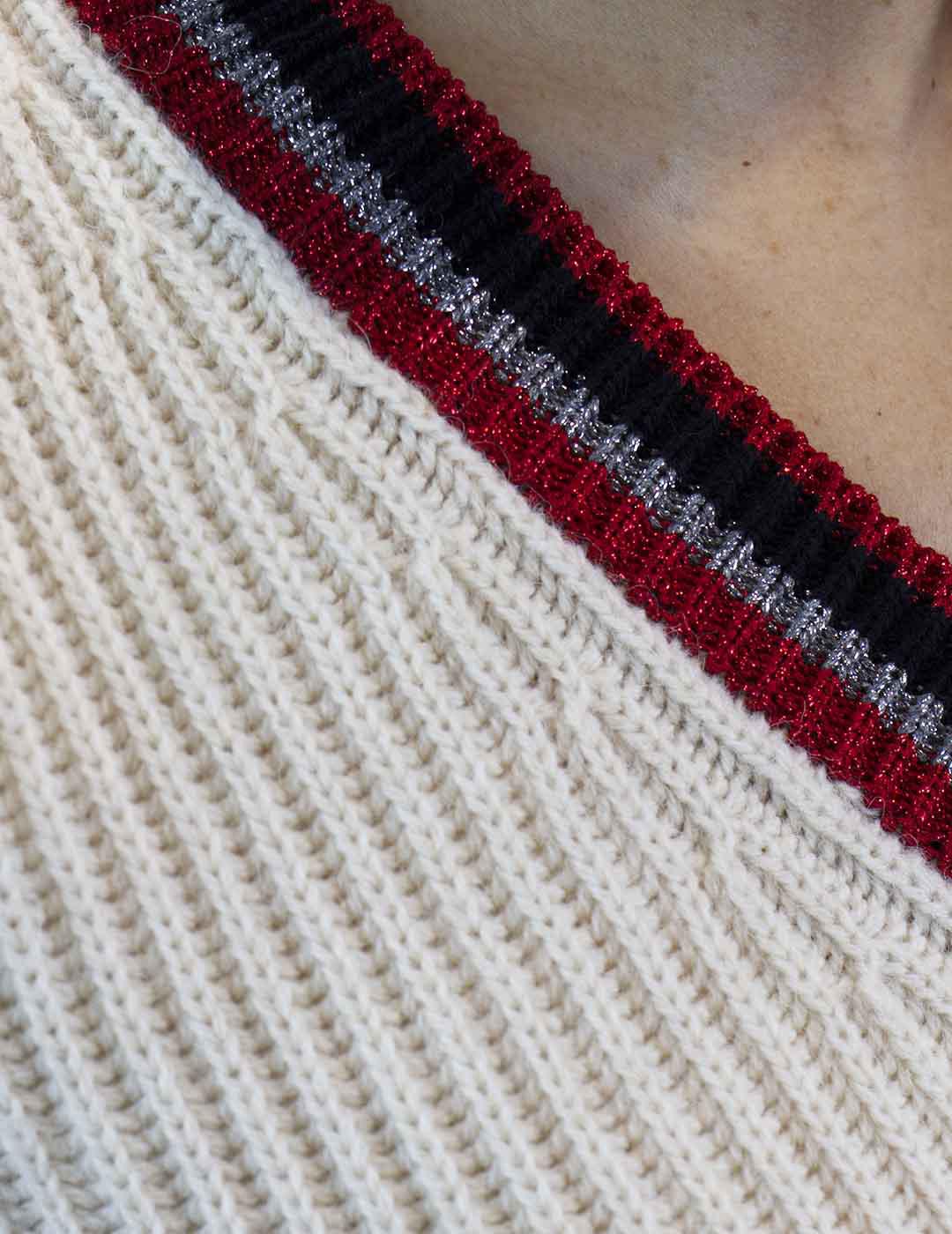 Jersey Kaos Combinado Cuello Pico Beige