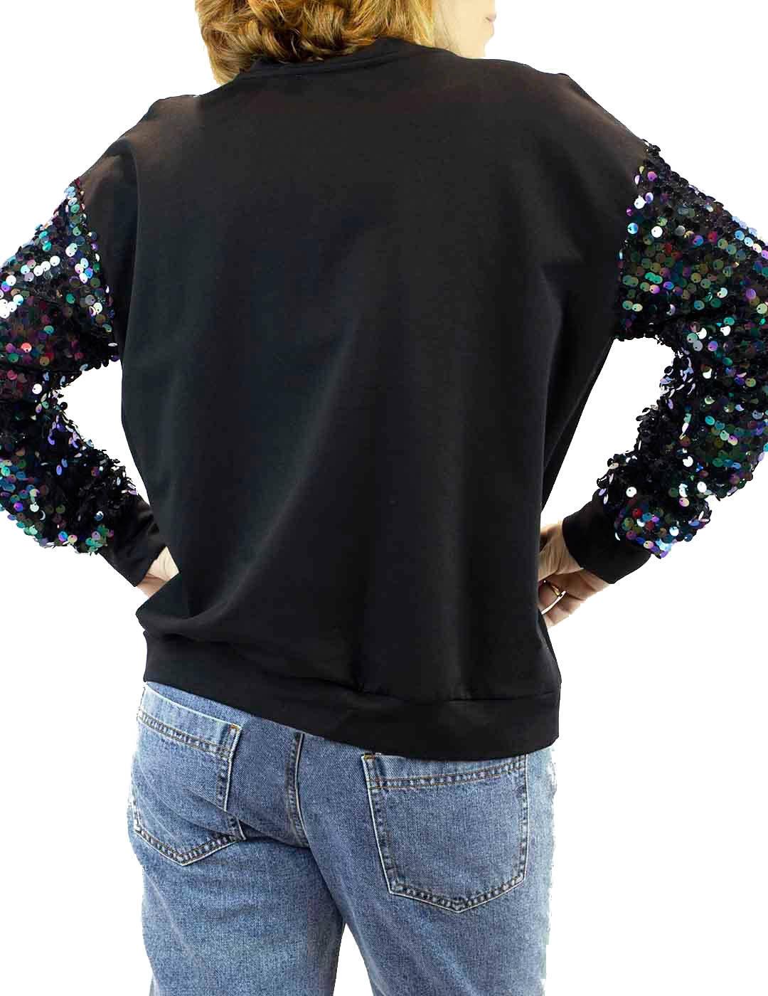 Sudadera Fornarina Mangas Lentejuelas Negro