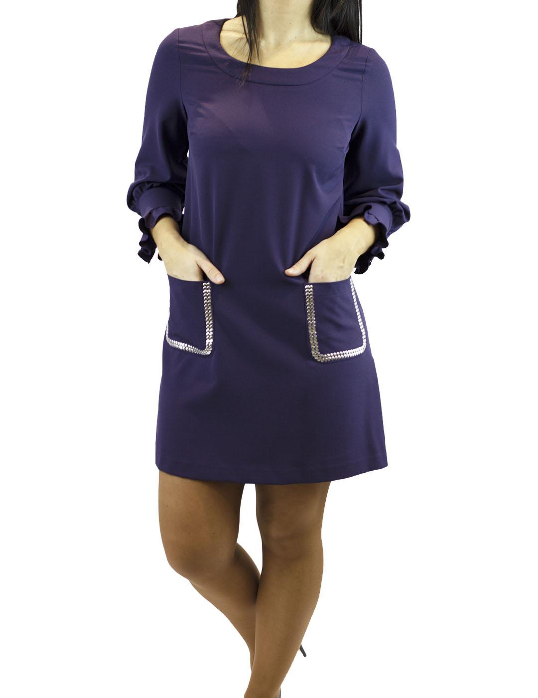 Vestido Denny Rose Bolsillos Con Tachuelas