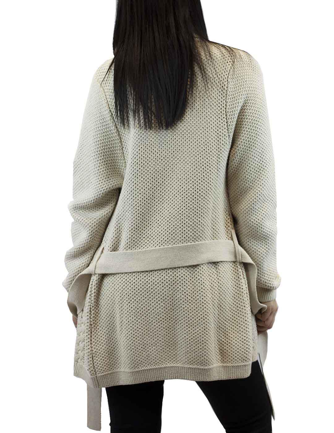 Chaqueta Tommy Jeans De Punto Con Cinturón Beige