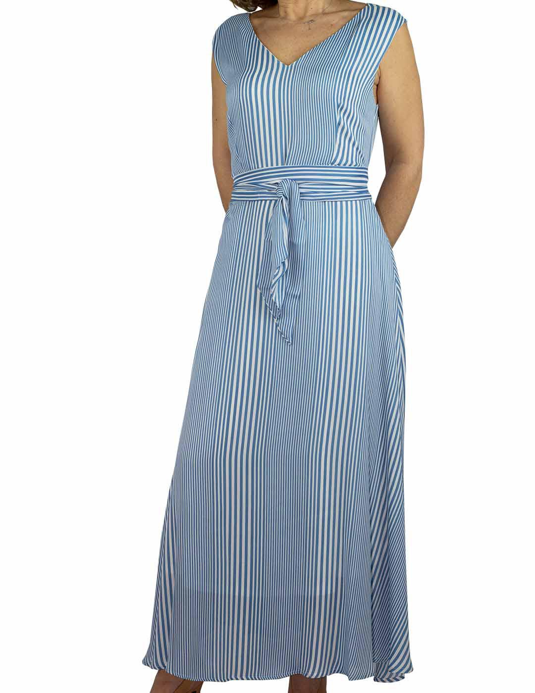 Vestido Anonyme Designers Estampado Rayas Azul