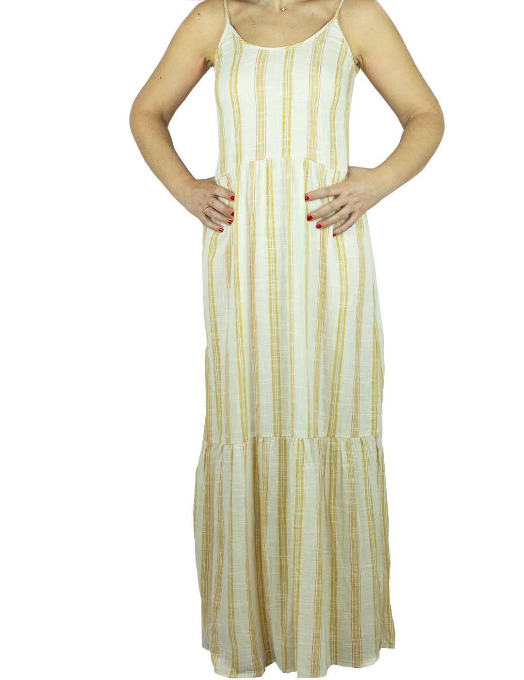 Vestido Maison Hotel Largo De Rayas Beige