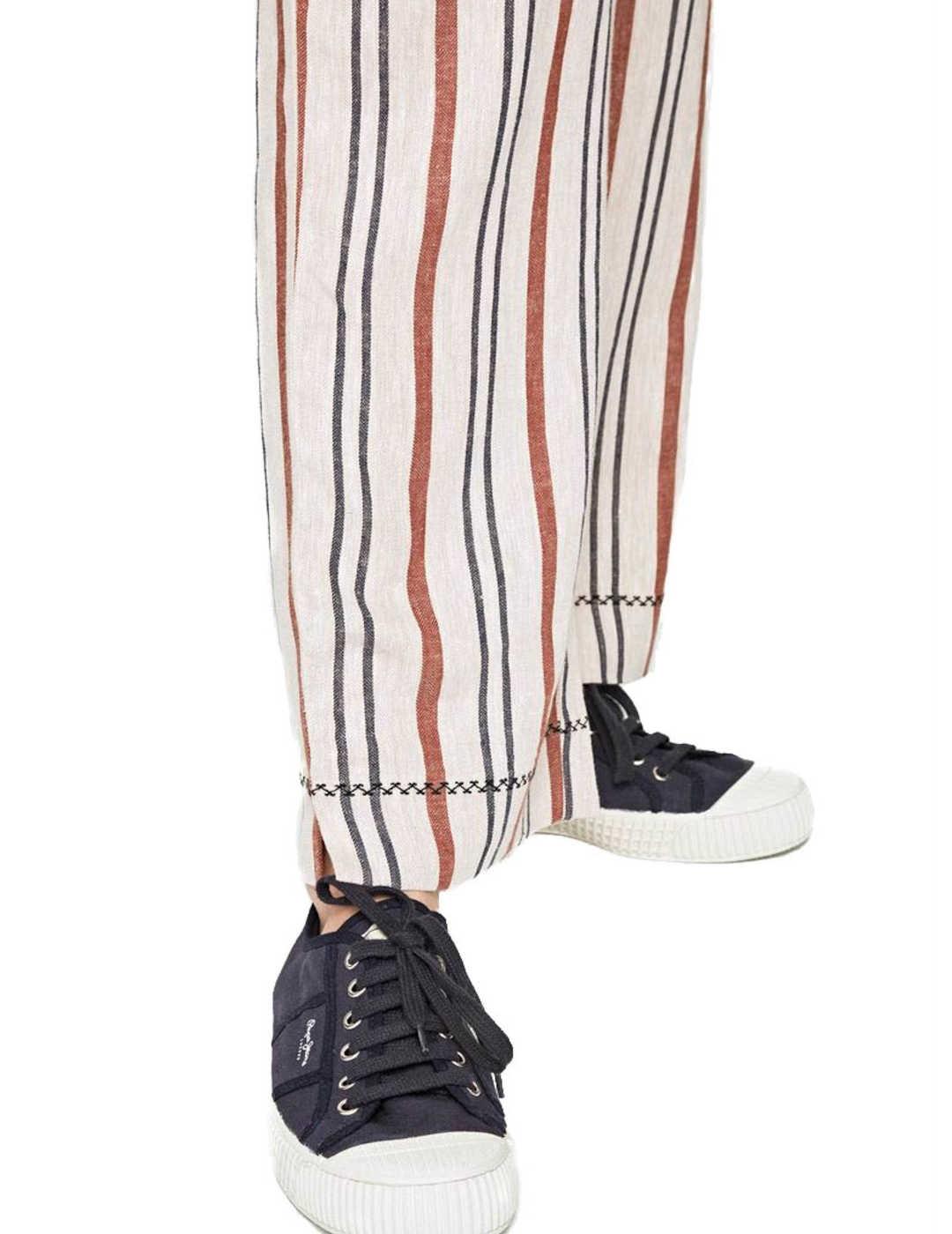 PANTALON PEPE JEANS DE LINO ESTAMPADO RAYAS