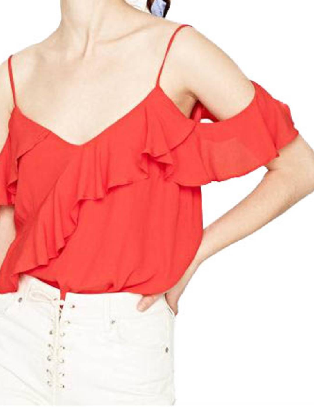 Top Pepe Jeans Con Volantes Rojo