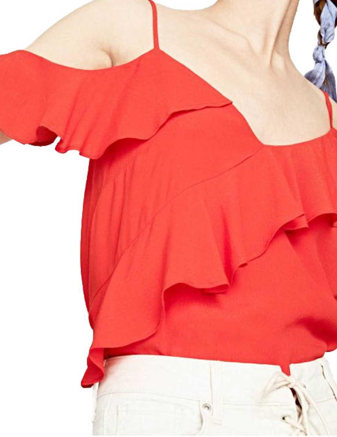 Top Pepe Jeans Con Volantes Rojo