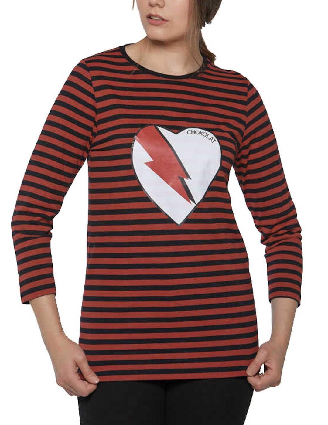 Camiseta Chokolat Rayas Corazón Rayo Negro