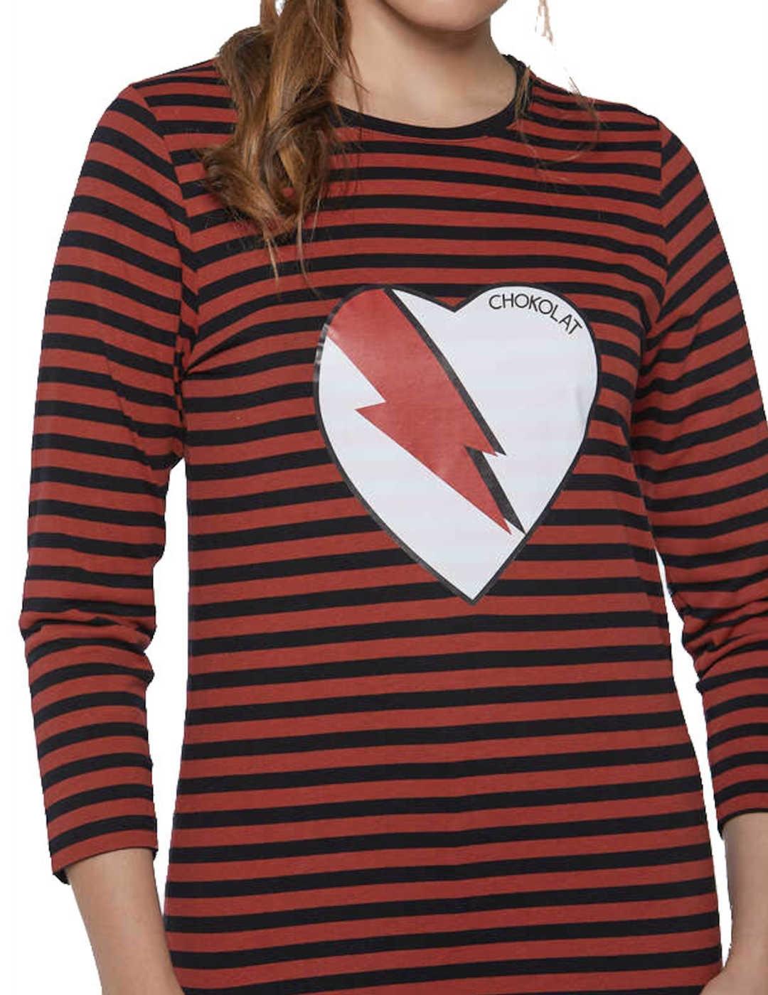 Camiseta Chokolat Rayas Corazón Rayo Negro