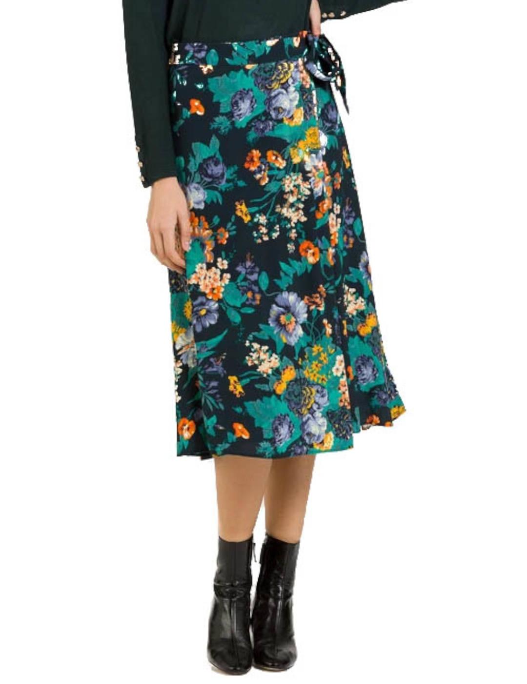 Falda Naf Naf Pareo Estampada Flores Multicolor