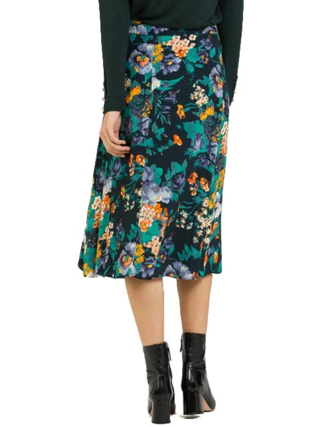 Falda Naf Naf Pareo Estampada Flores Multicolor