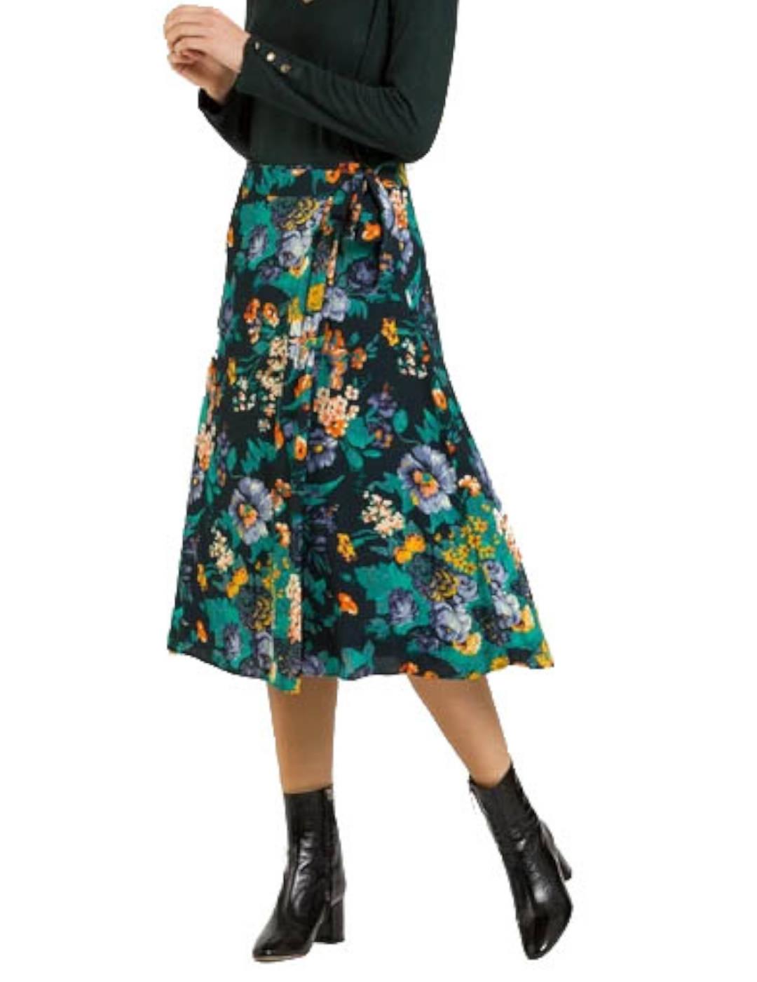 Falda Naf Naf Pareo Estampada Flores Multicolor