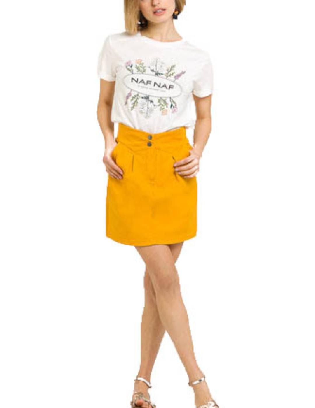Falda Naf Naf Mini Con Bolsillos Mostaza