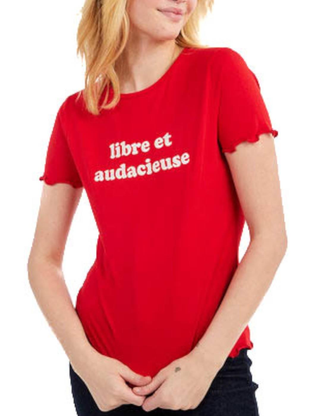 Camiseta Naf Naf Con Mensaje Rojo