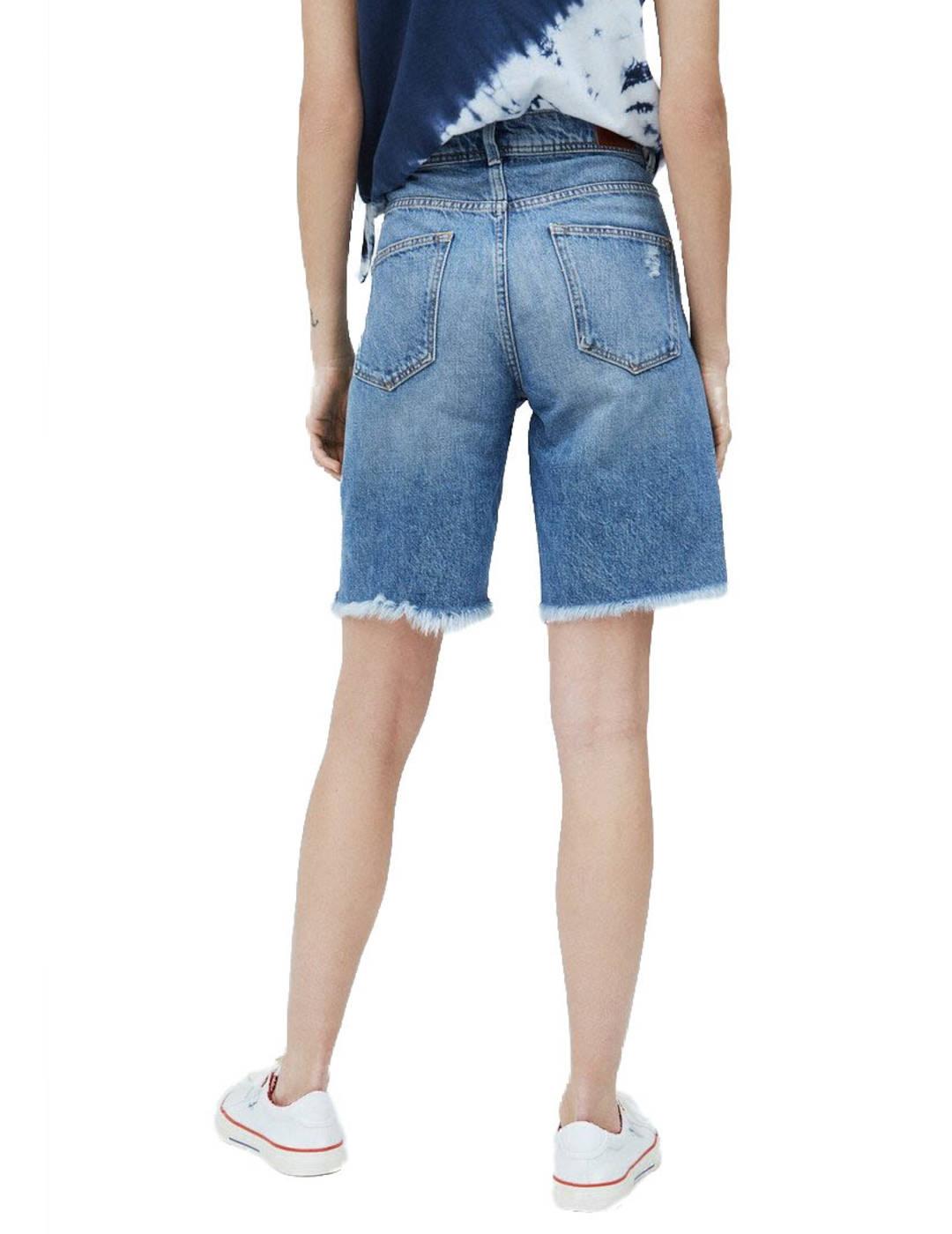 Bermuda Pepe Jeans Vaquera Desflecada Violet Azul