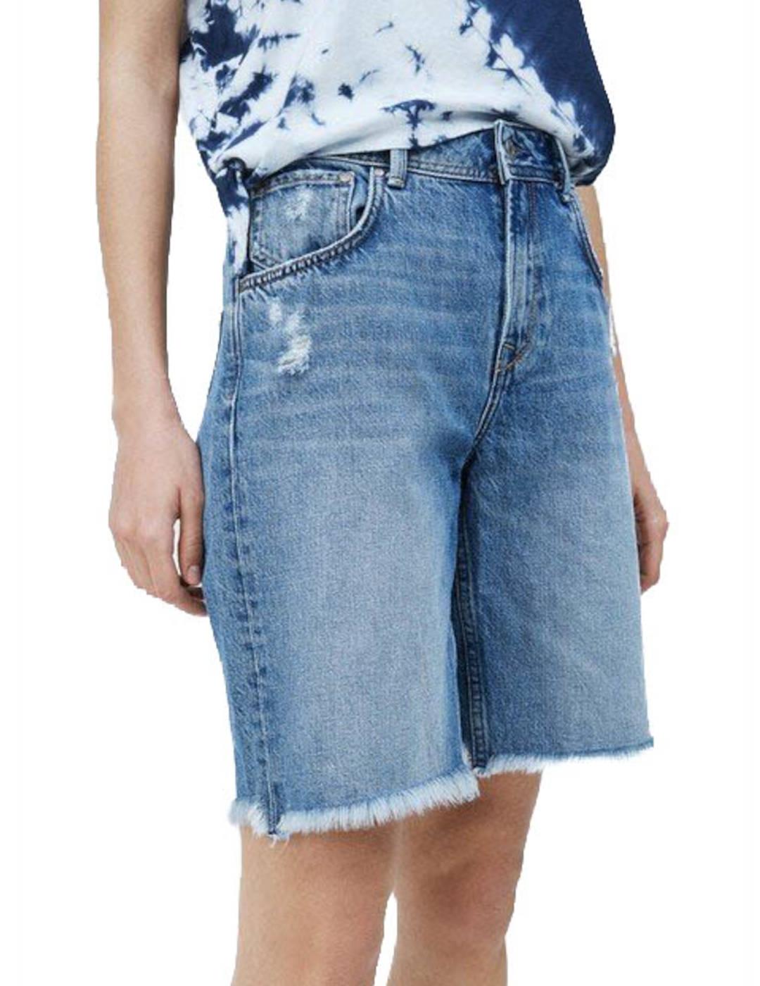 Bermuda Pepe Jeans Vaquera Desflecada Violet Azul