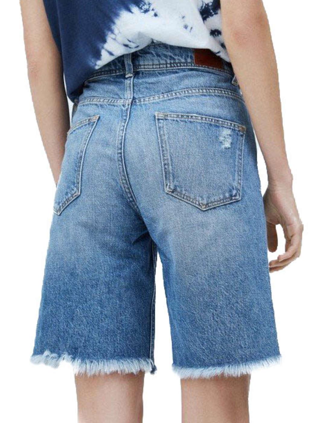 Bermuda Pepe Jeans Vaquera Desflecada Violet Azul