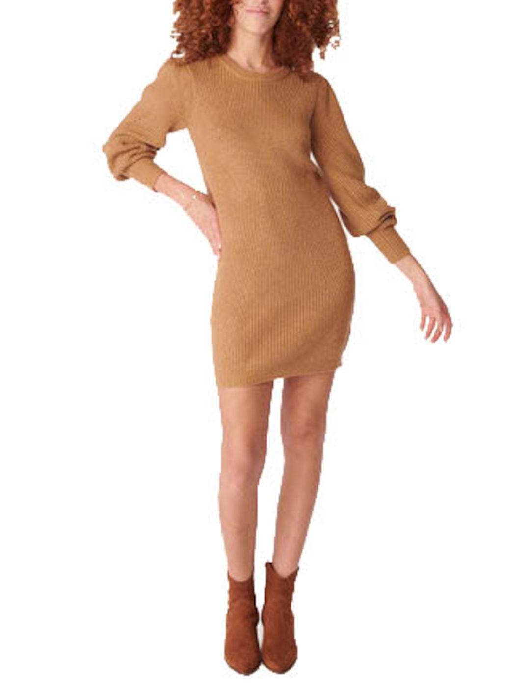 Vestido Naf Naf Corto De Punto Camel