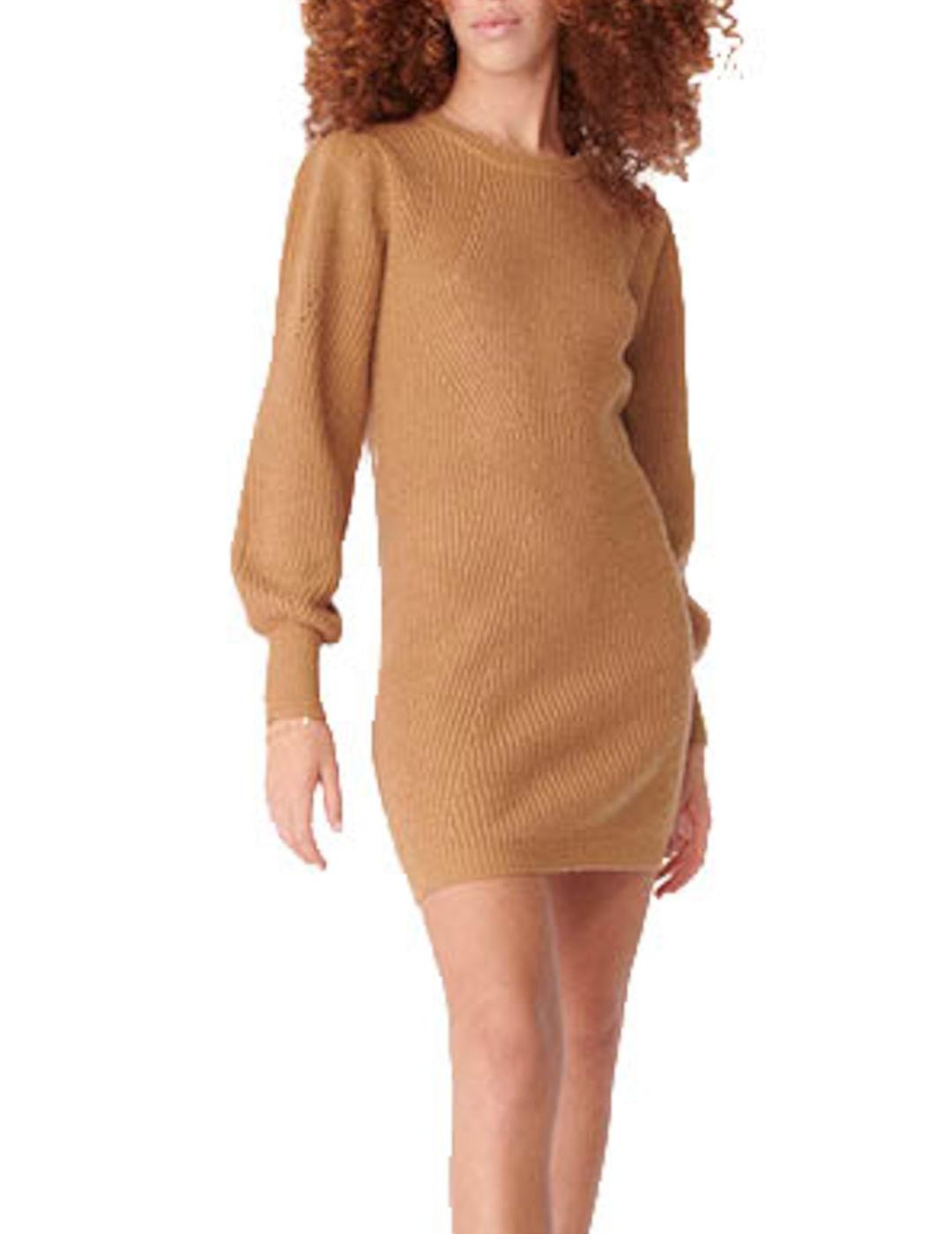 Vestido Naf Naf Corto De Punto Camel