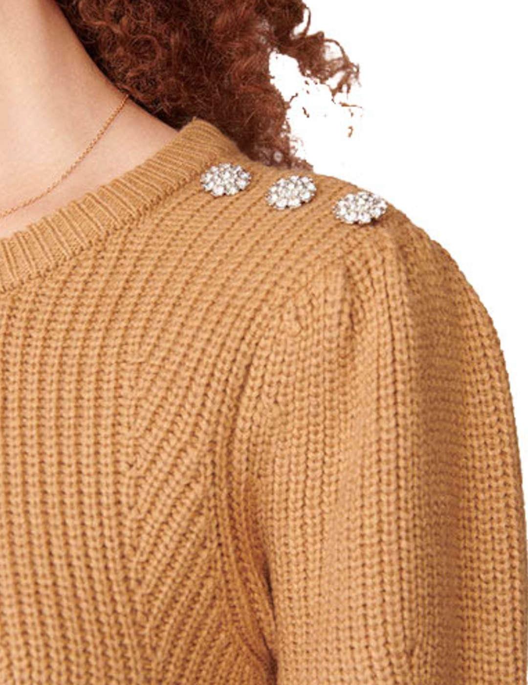 Vestido Naf Naf Corto De Punto Camel