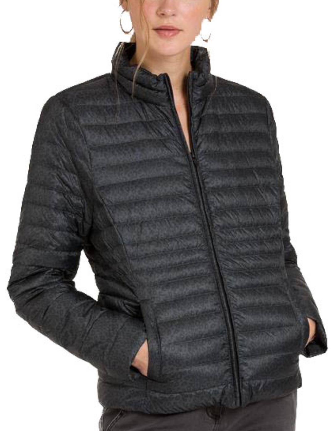 Plumífero Naf Naf Corto Animal Print Gris