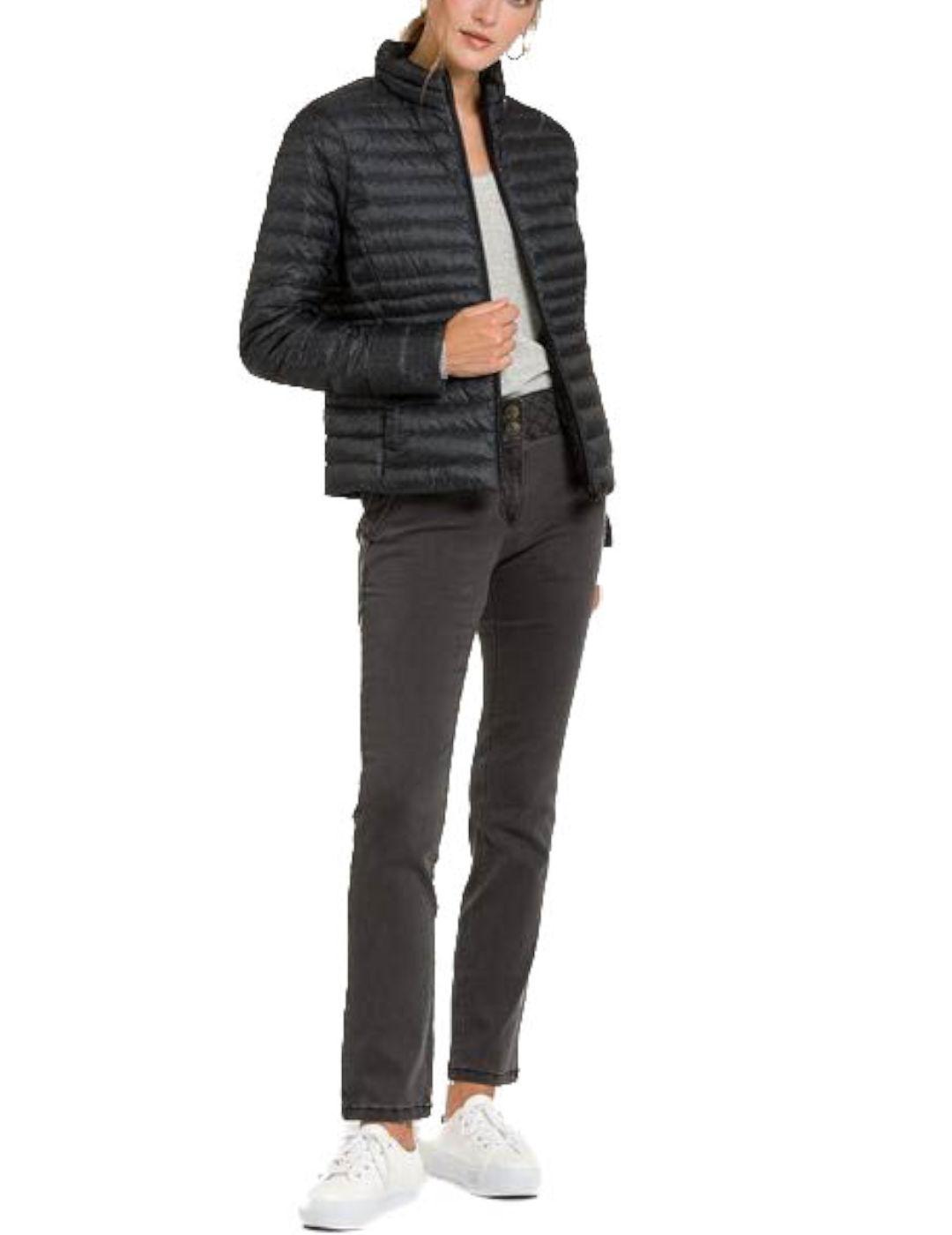 Plumífero Naf Naf Corto Animal Print Gris