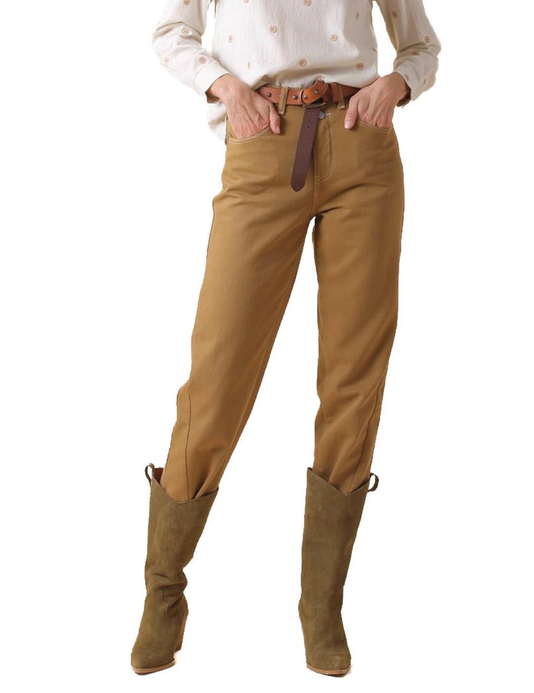 Pantalón Indi&Cold Vaquero Mom-Fit Camel