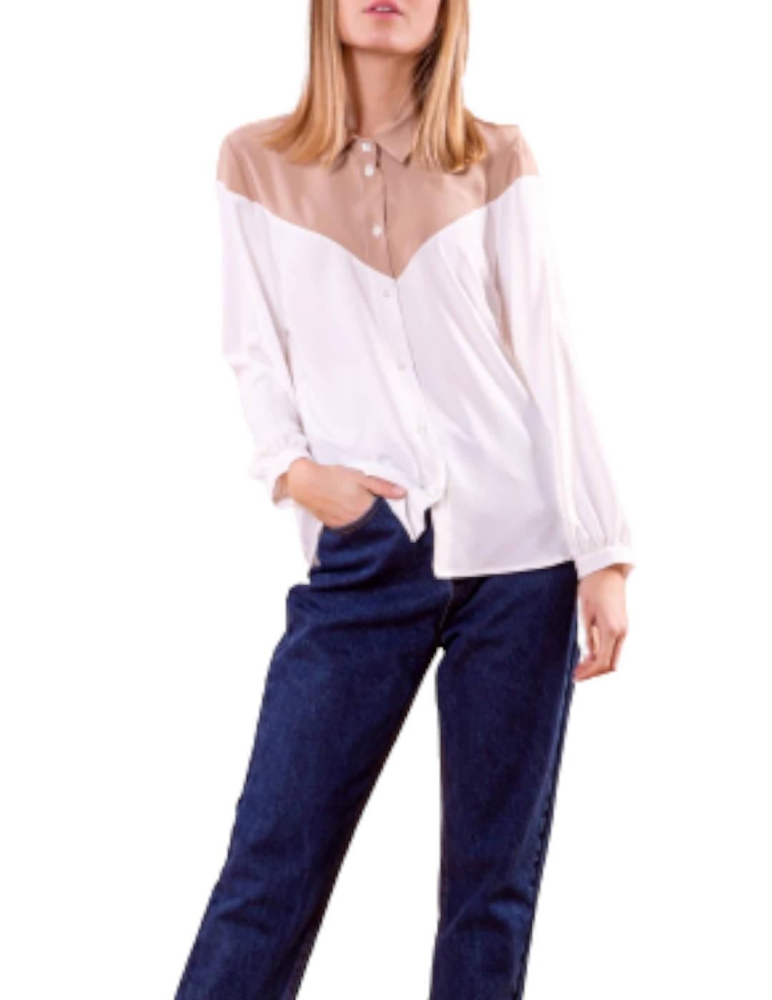 Camisa Mimi-Muà Fluida Bicolor Camel