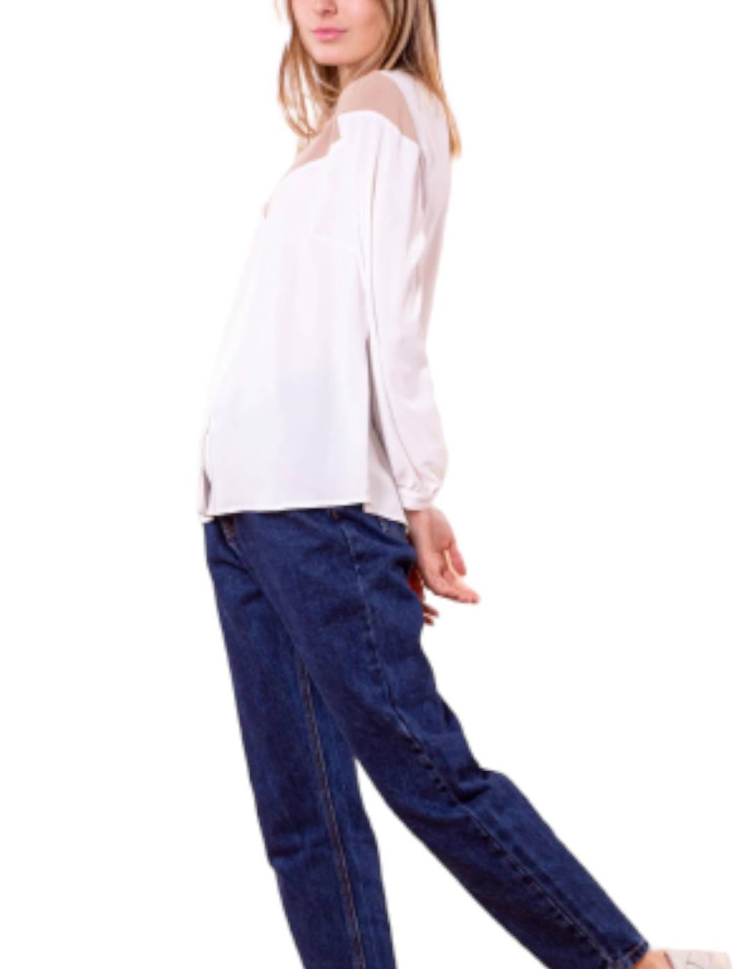 Camisa Mimi-Muà Fluida Bicolor Camel